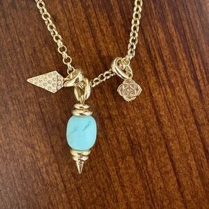 Kendra Scott Demi Charm Necklace Gold In Light Blue Magnesite